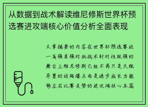 从数据到战术解读维尼修斯世界杯预选赛进攻端核心价值分析全面表现